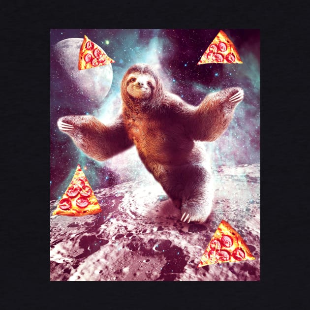 Funny Space Sloth With Pizza by Random Galaxy